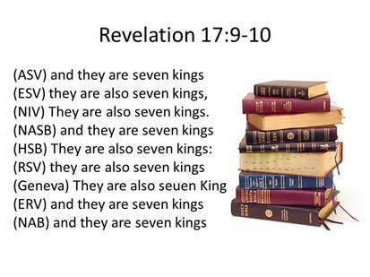 Revelation 17:9-10 different Bible translations