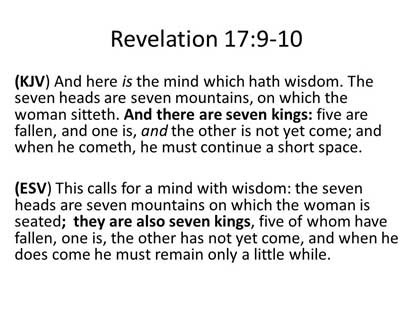 Revelation 17:9-10 KJV and ESV Bible translations
